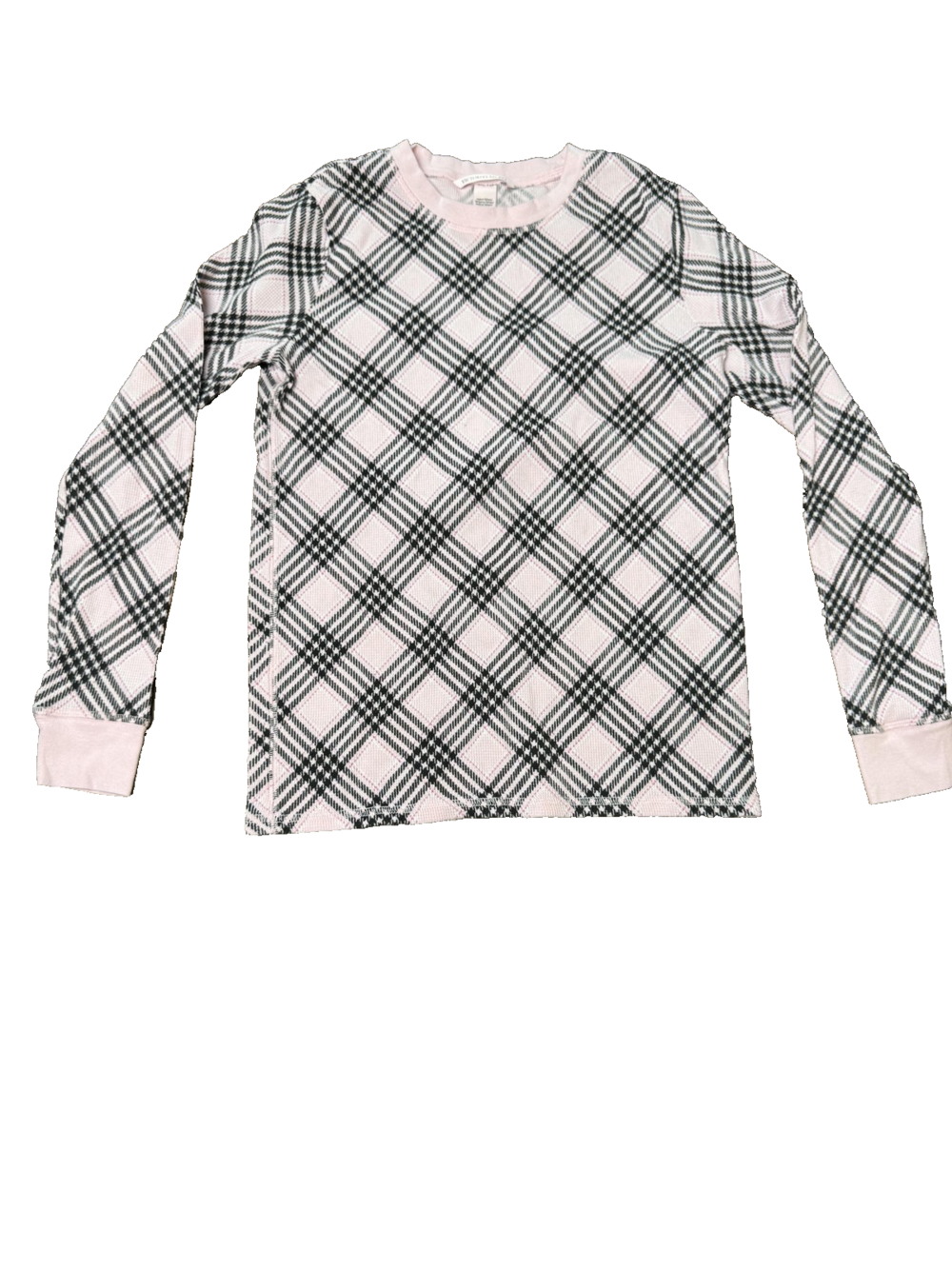 Victoria's Secret Shirt Womens Small Pink Black Plaid Thermal Long Sleeve